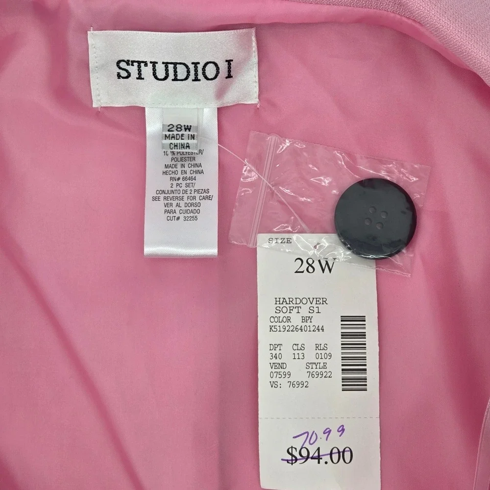 Studio‎ I Womens Pink Black Blazer Jacket 28W Barbiecore